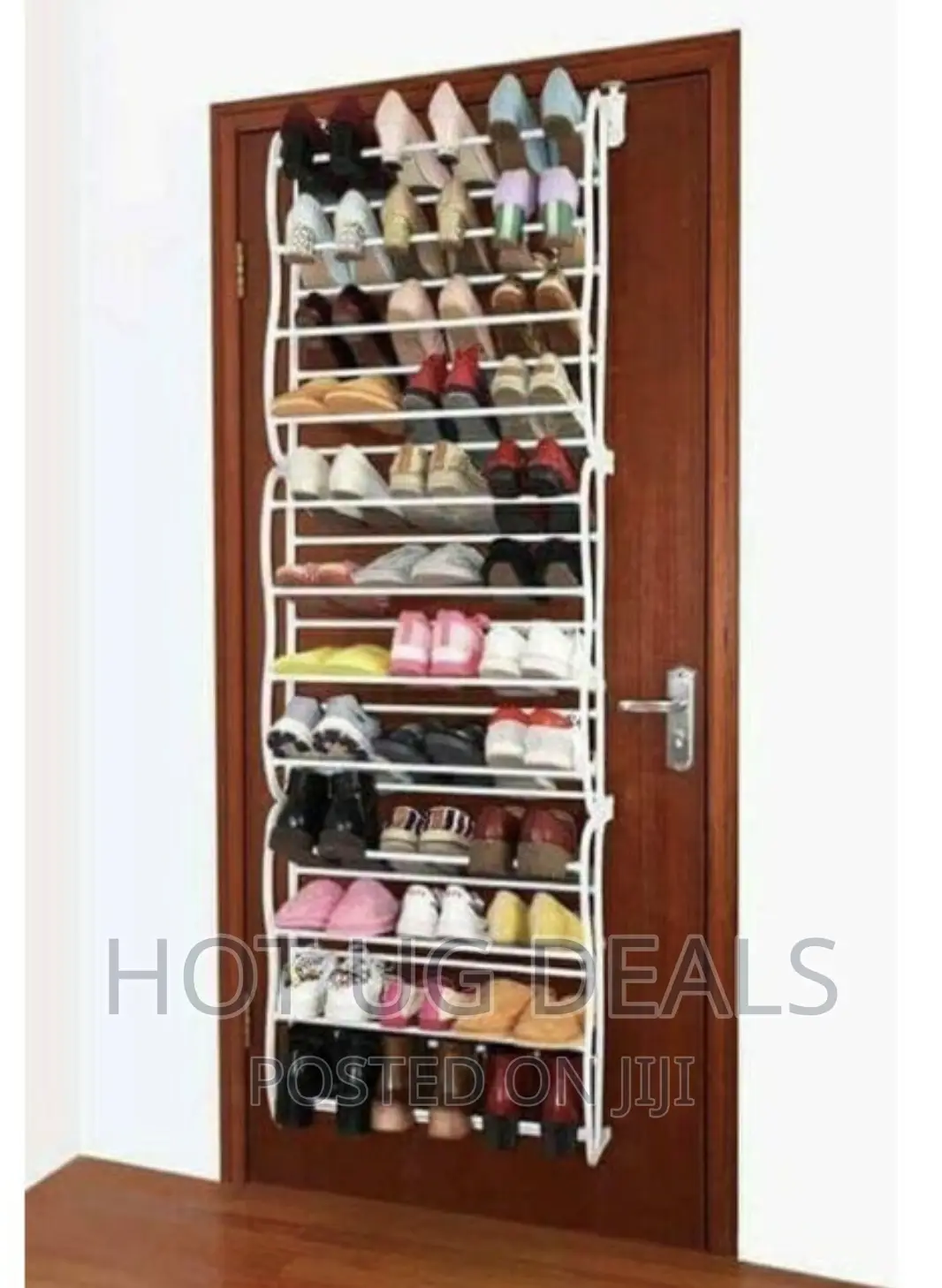 White Label Wall Door Mount Shoe Rack For 36 Pairs - White