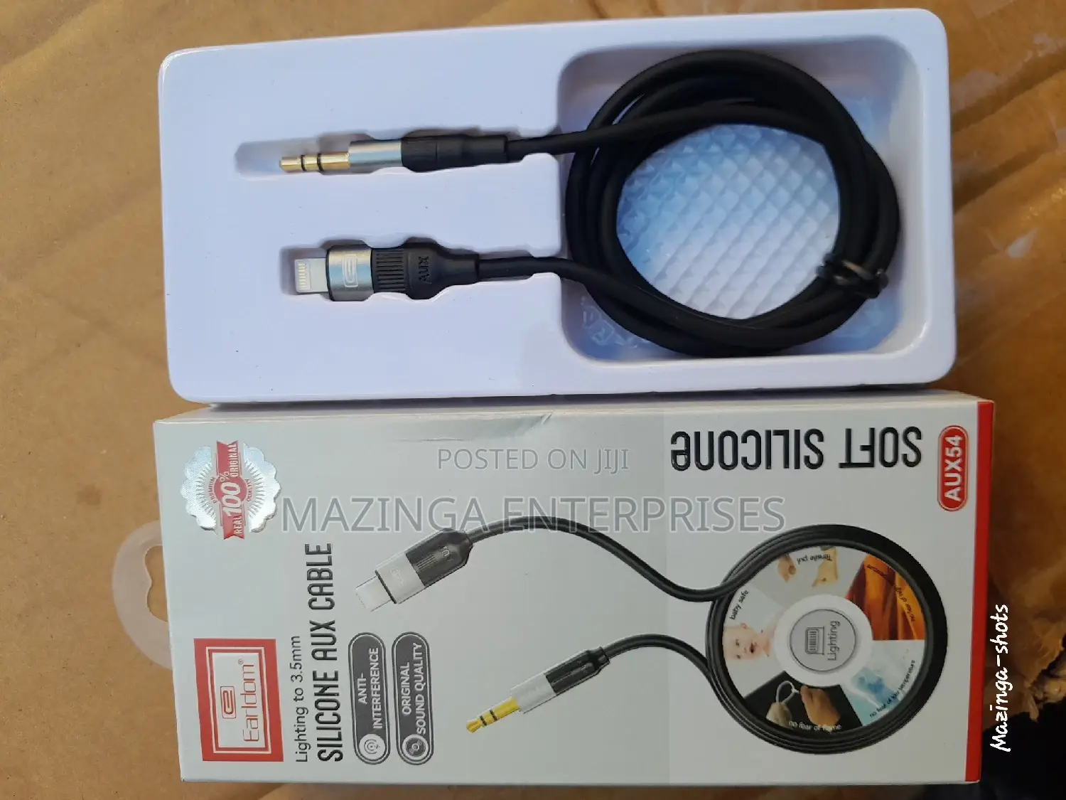 Aux Pin to iPhone Soft Silicone Cable