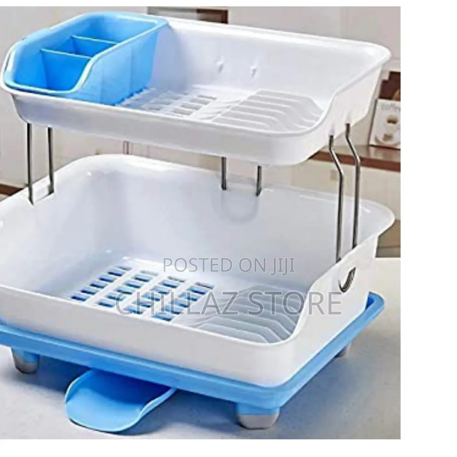 2 Tier Plastic Dish Drainer Rack.
