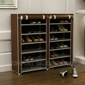 Two Column Shoe Rack Coffee Brown