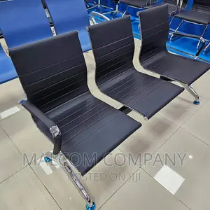 Three Seater Waiting Metallic and Leather Chair