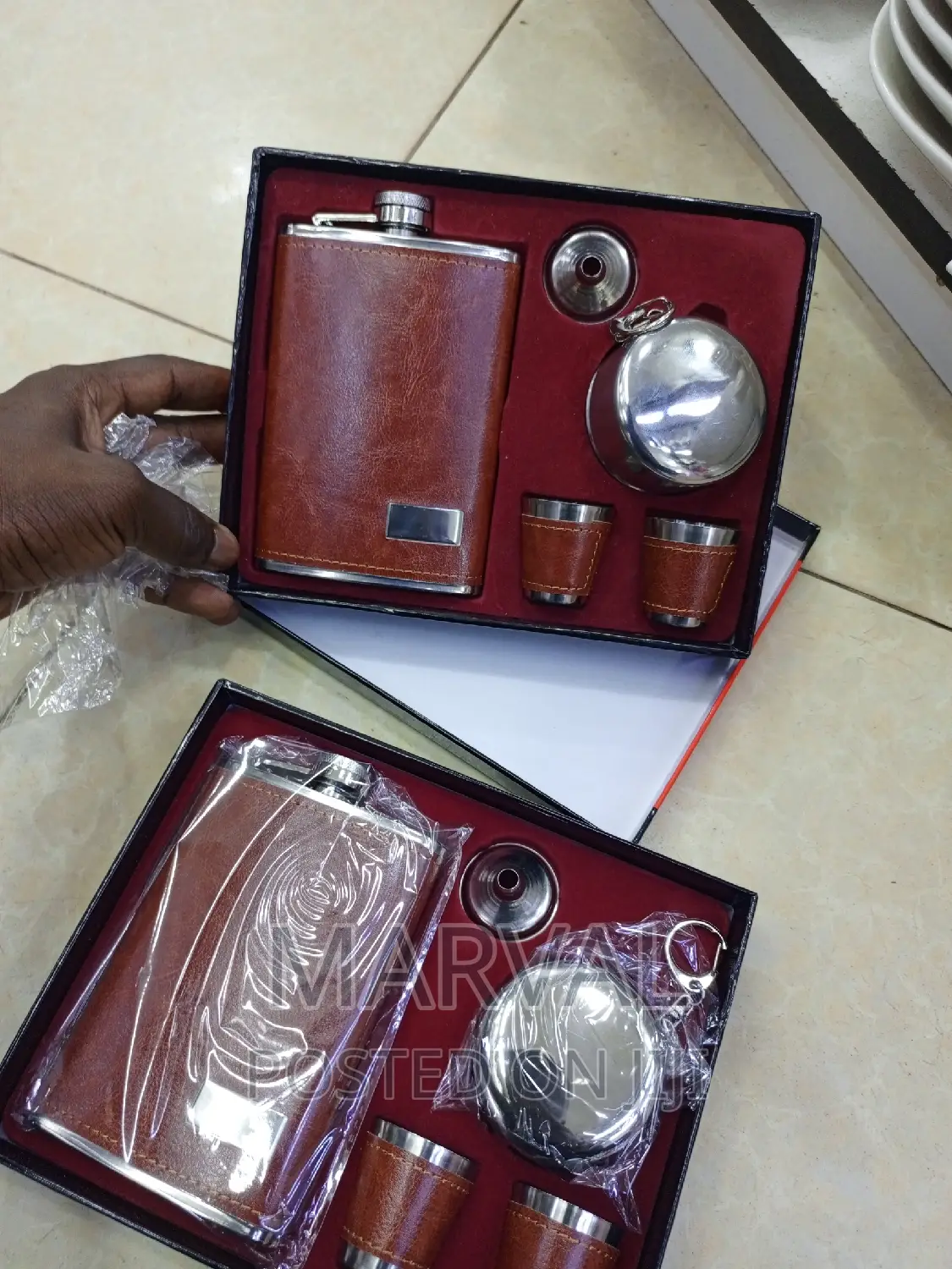 Hip Flask Gift Set - 9oz Stainless Steel With Shot