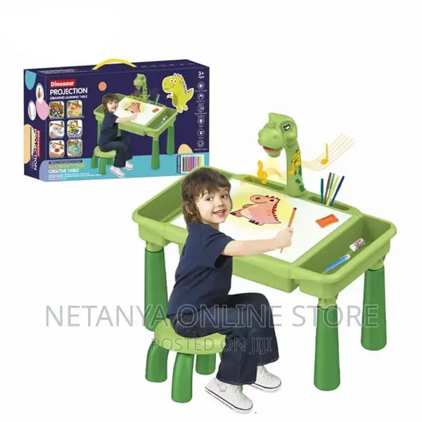 Dinosaur Projection Drawing and Learning Table With Chair