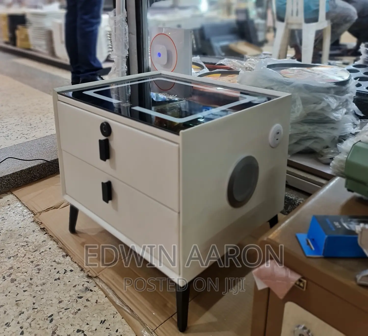 Smart Bedside Table With LED, Wireless Charging and Speaker.