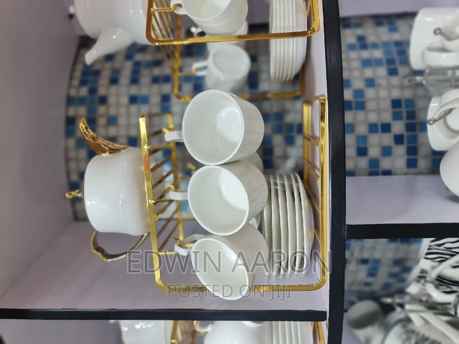 Tea Sets With Tea Pots and Golden Stands