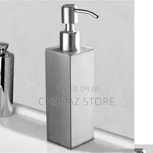 Stainless Steel Silver Soap Dispenser.