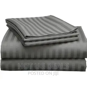 5*6 Striped Cotton Bedsheets With 2 Pillowcases - Grey