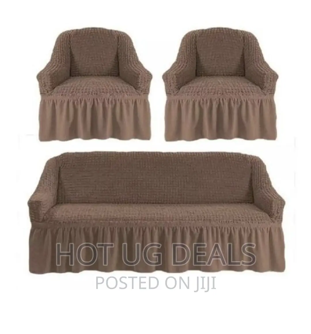 3 + 1 + 1 Elastic Sofa Seat Cover Set - Brown