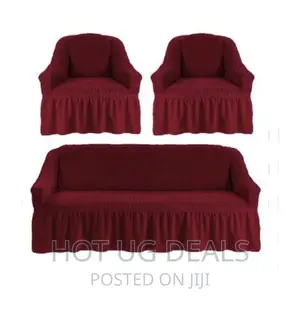 3 Seater, 1 Seater, 1 Seater Elastic Sofa Cover Set - Maroon