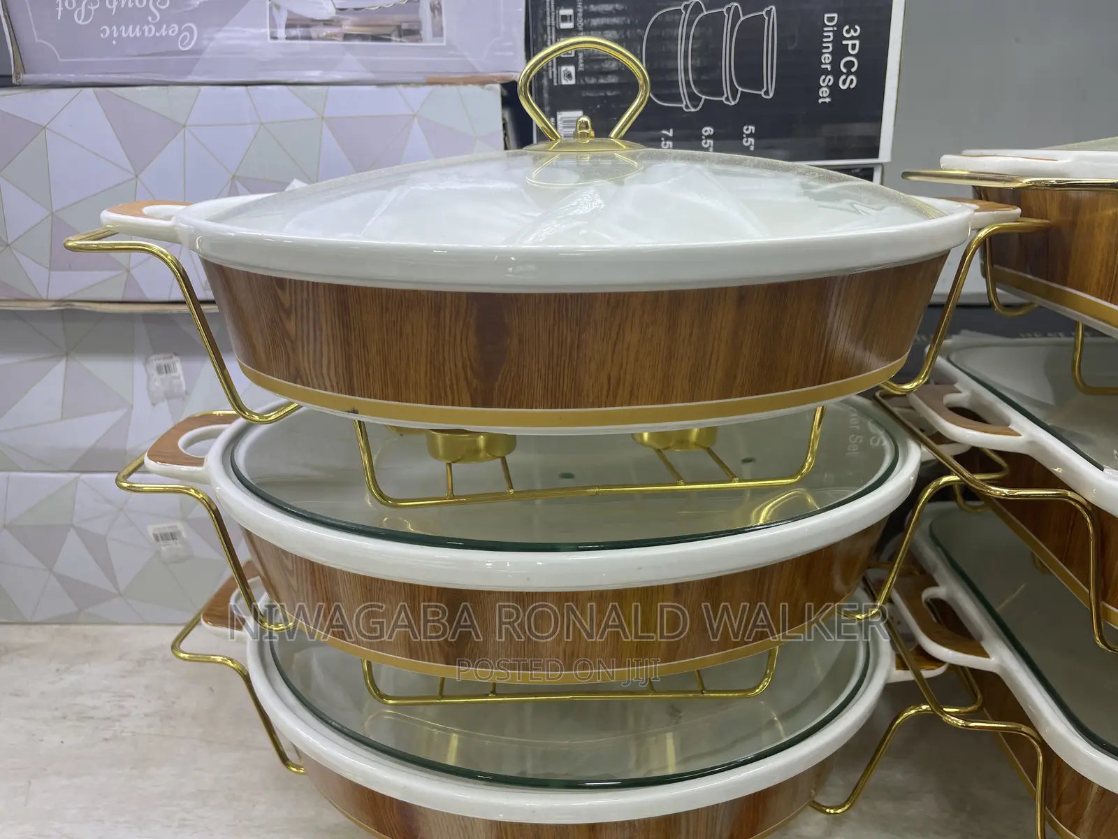 3pcs Set of Classic Ceramic Dish Warmers