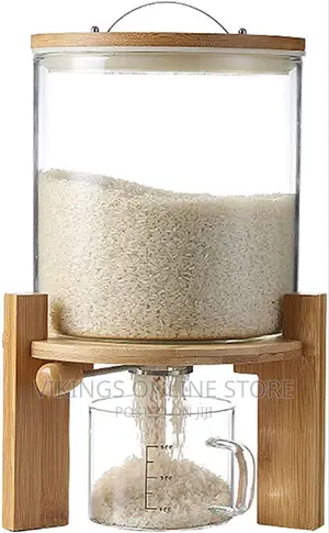 Glass Dispenser With a Wooden Base Small