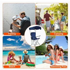 Camping Chair With Canopy, Outdoor Folding Beach Chair