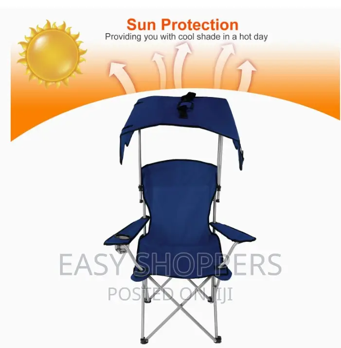 Camping Chair With Canopy Sun Shade Cup Holder
