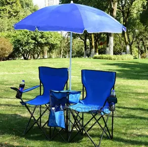 Double Camping Chair With Umbrella Outdoor Furnitures