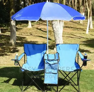 Portable Folding Picnic Double Camping Chair With Umbrella