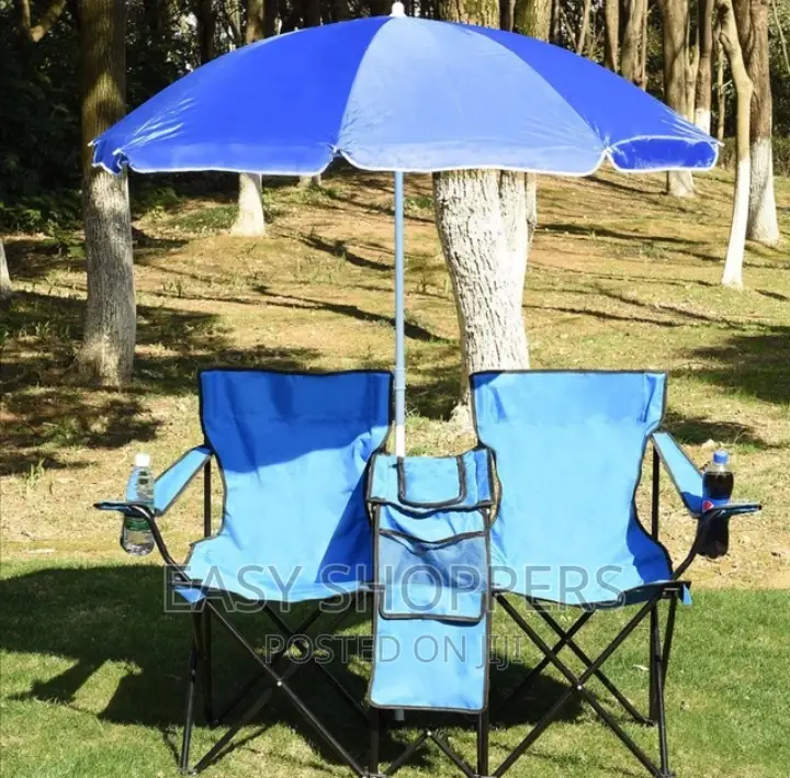 Portable Folding Picnic Double Camping Chair With Umbrella
