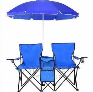 Double Camping Chair With Umbrella Portable