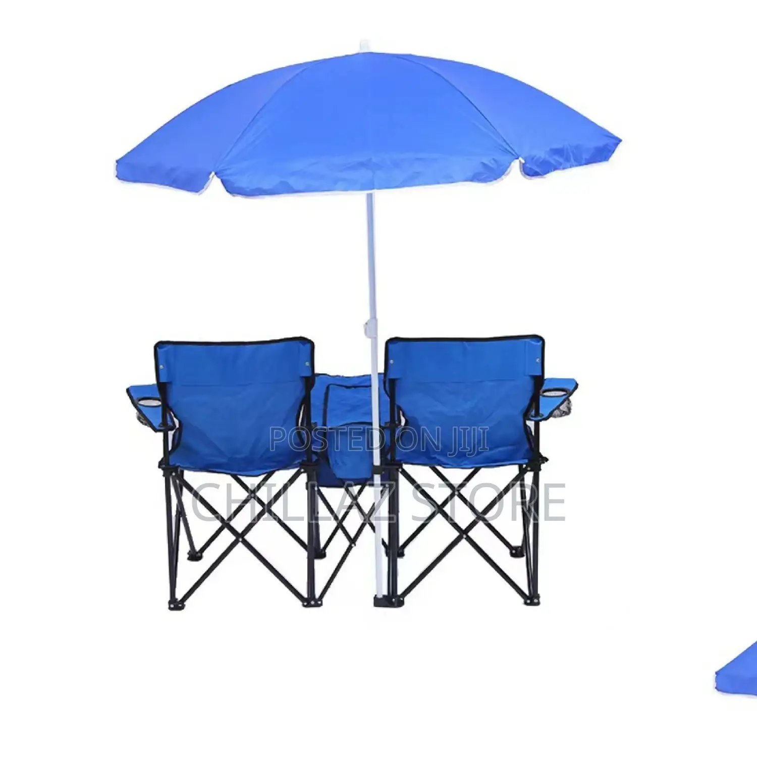 Double Folding Camping Chairs With Umbrella.