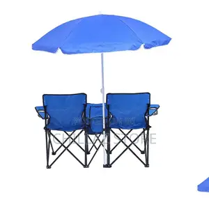 Double Folding Camping Chairs With Umbrella.