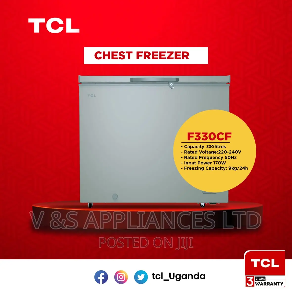 330L TCL Chest Freezer