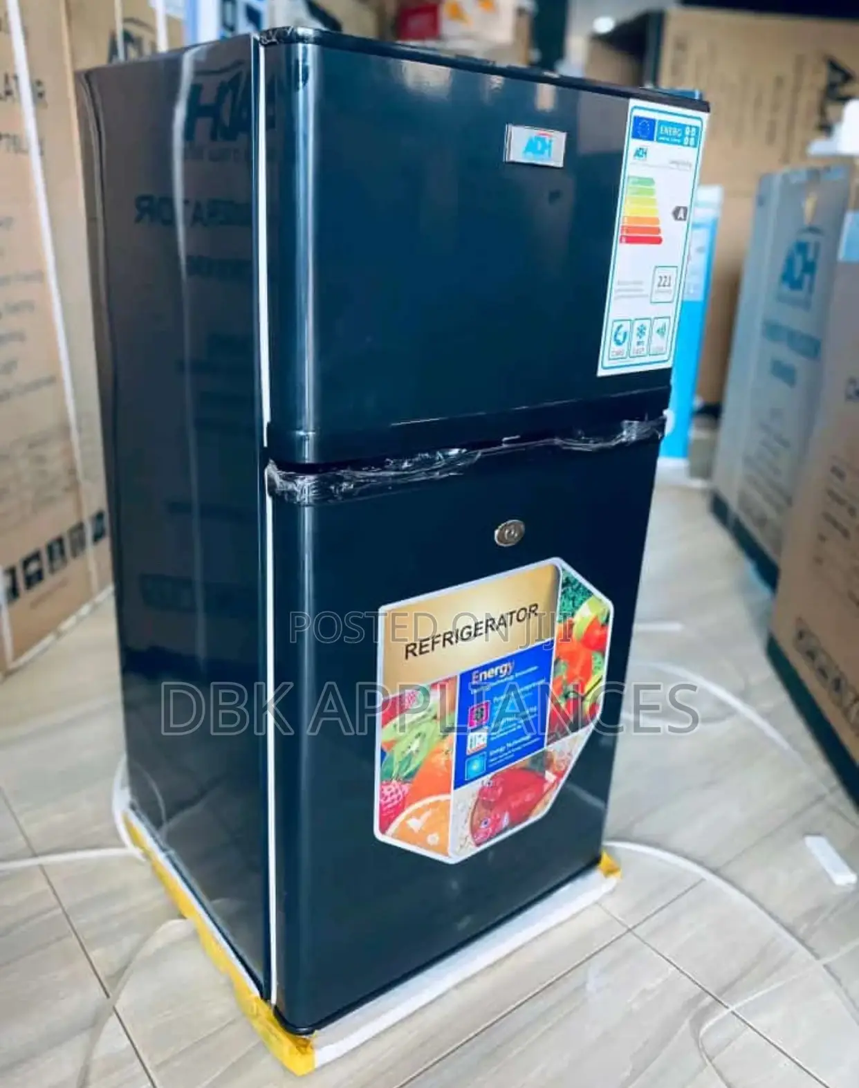 Adh Double Door Refrigerator Black Silver With Warranty
