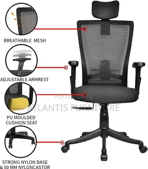 A Durable Netted Office Chair With Arms