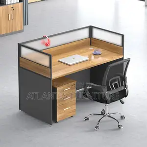 A Single Seater Workstation With a Mobile Drawer and Glass