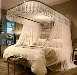 Two Stand Rail Luxury Mosquito Net-Cream