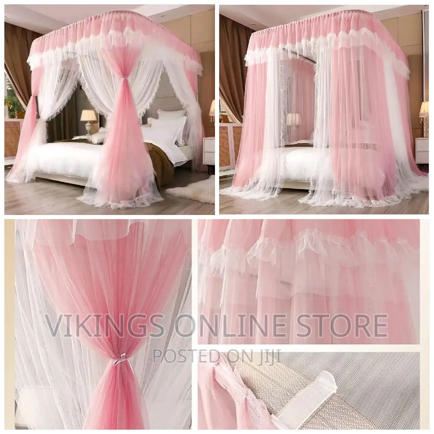 2 Stand Rail Mosquito Net Double Color,White Pink
