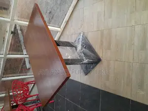 Wooden Table With Two Steel Legs (Black)