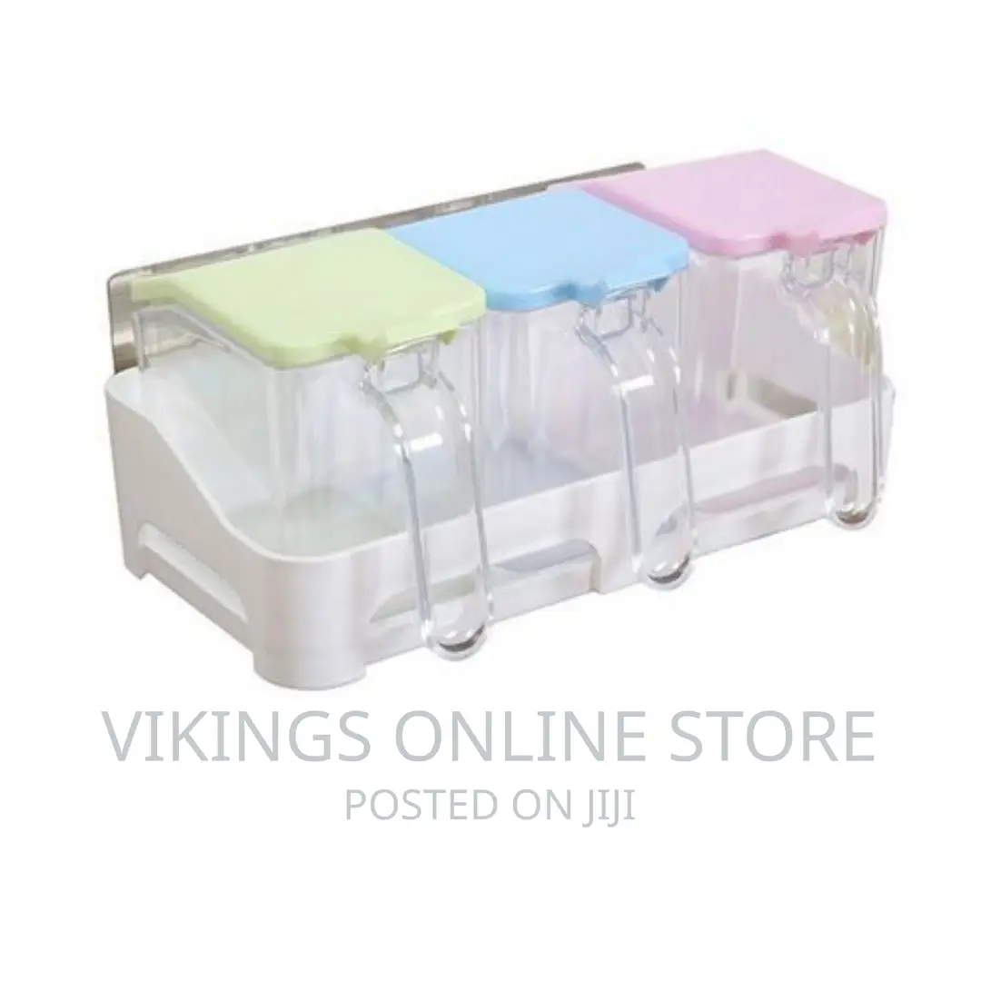 3 Piece Wall-Mounted Plastic Sugar/Spice Storage Jard