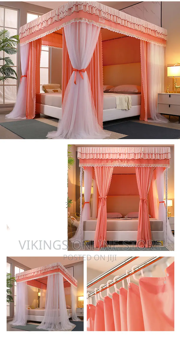 6*6 Bed Canopy Luxurious Palace Mosquito Net-Orange-White