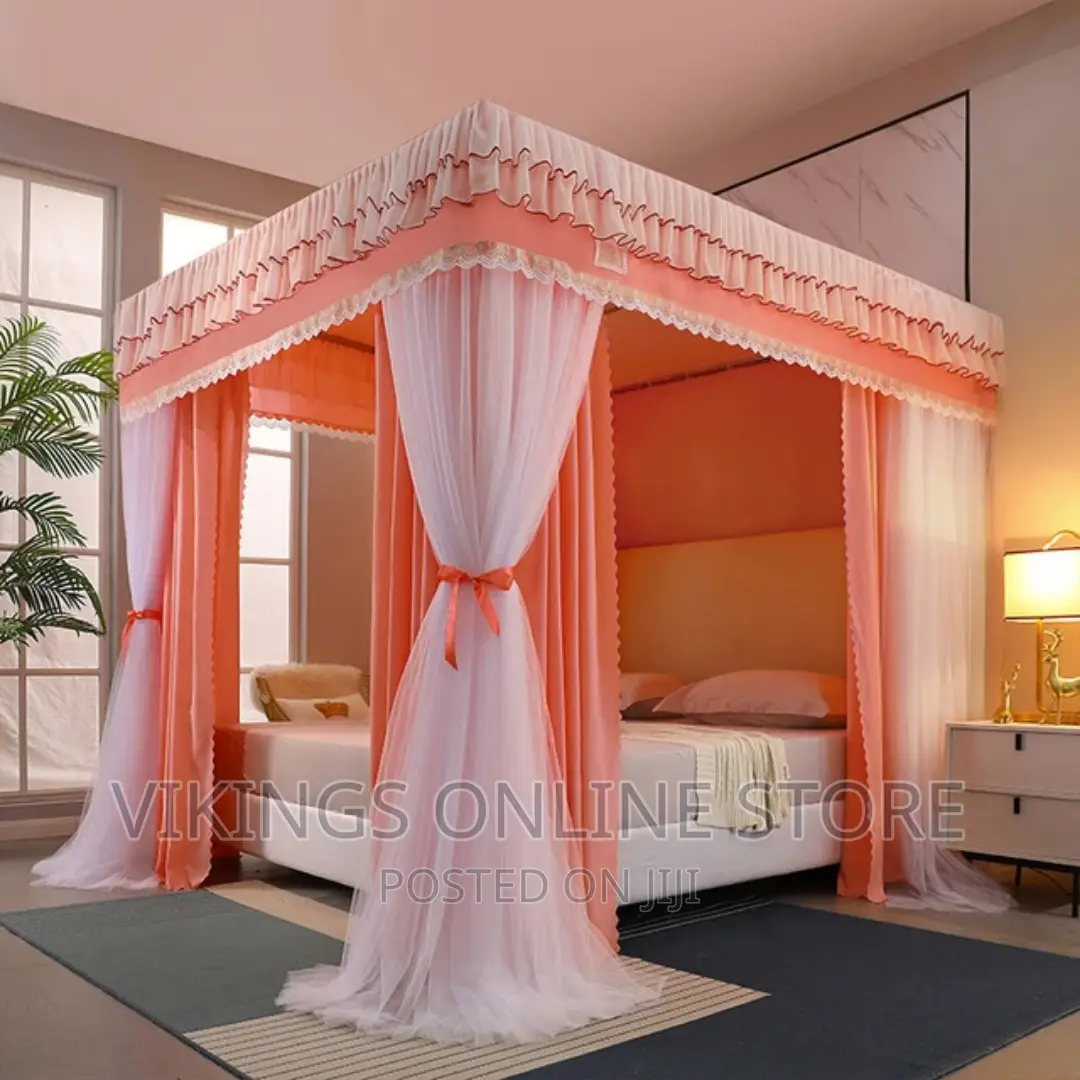 6*6 Bed Canopy Luxurious Palace Mosquito Net-Orange-White