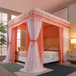 6*6 Bed Canopy Luxurious Palace Mosquito Net-Orange-White