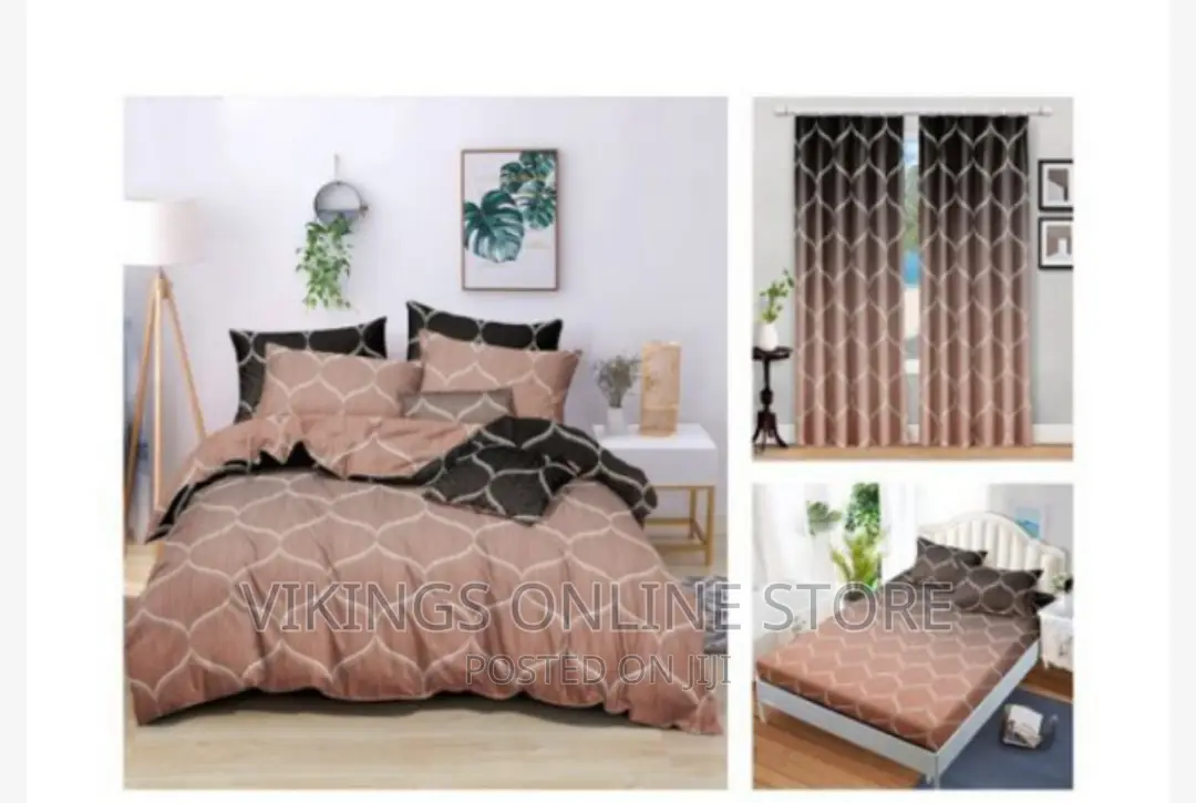 Duvet Cover Set With Matching Curtains Brown