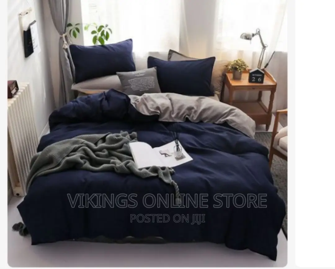 Plain Colour Duvet Set 4in 1 Blue Grey