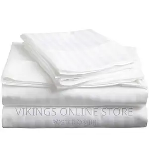 6×6 Pair of Satin Stripes Bedsheets, 2 Pillow Cases, White