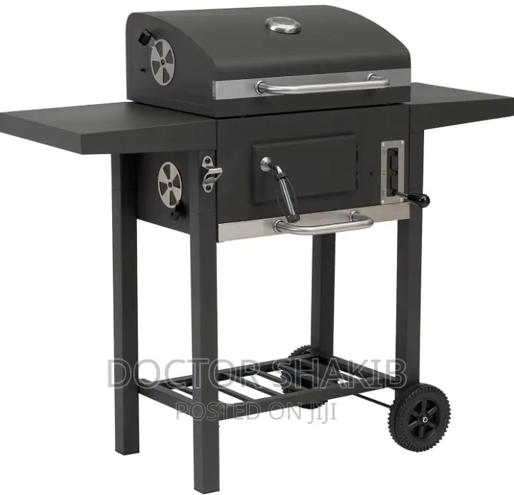 Trolley Charcoal BBQ With 2 Sided Shelves