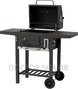 Trolley Charcoal BBQ With 2 Sided Shelves