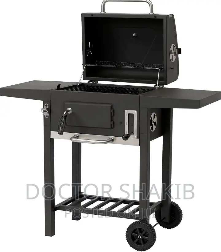 Trolley Charcoal BBQ With 2 Sided Shelves