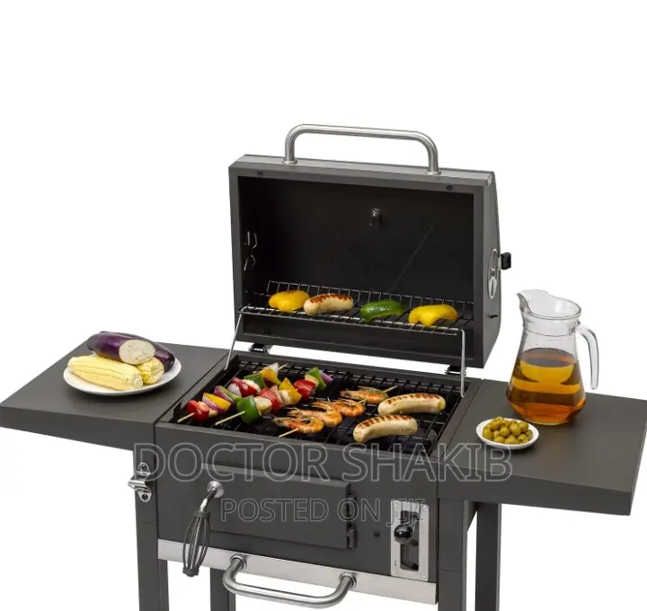 Trolley Charcoal BBQ With 2 Sided Shelves