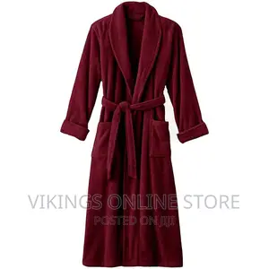 Cotton No Hood Bathrobe – Maroon Cotton No Hood Bathrobe –