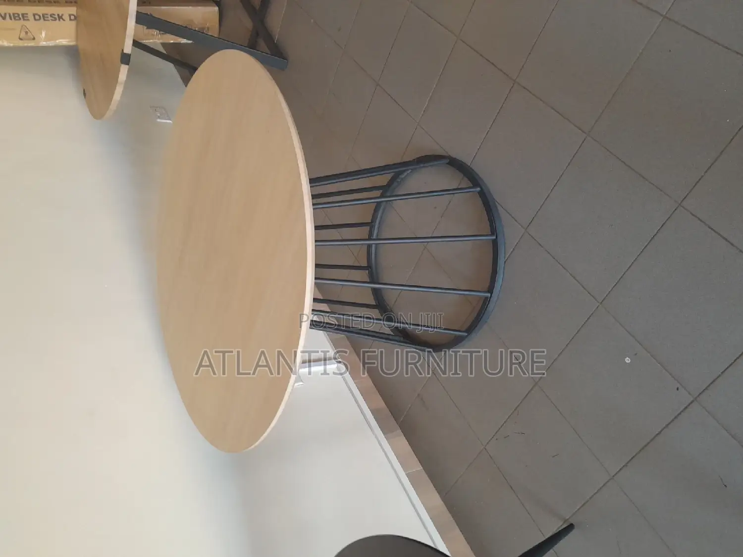 Round Table With Herd Steel Legs.