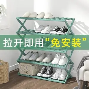 Bamboo Retractable Multifunctional Shoe Rack