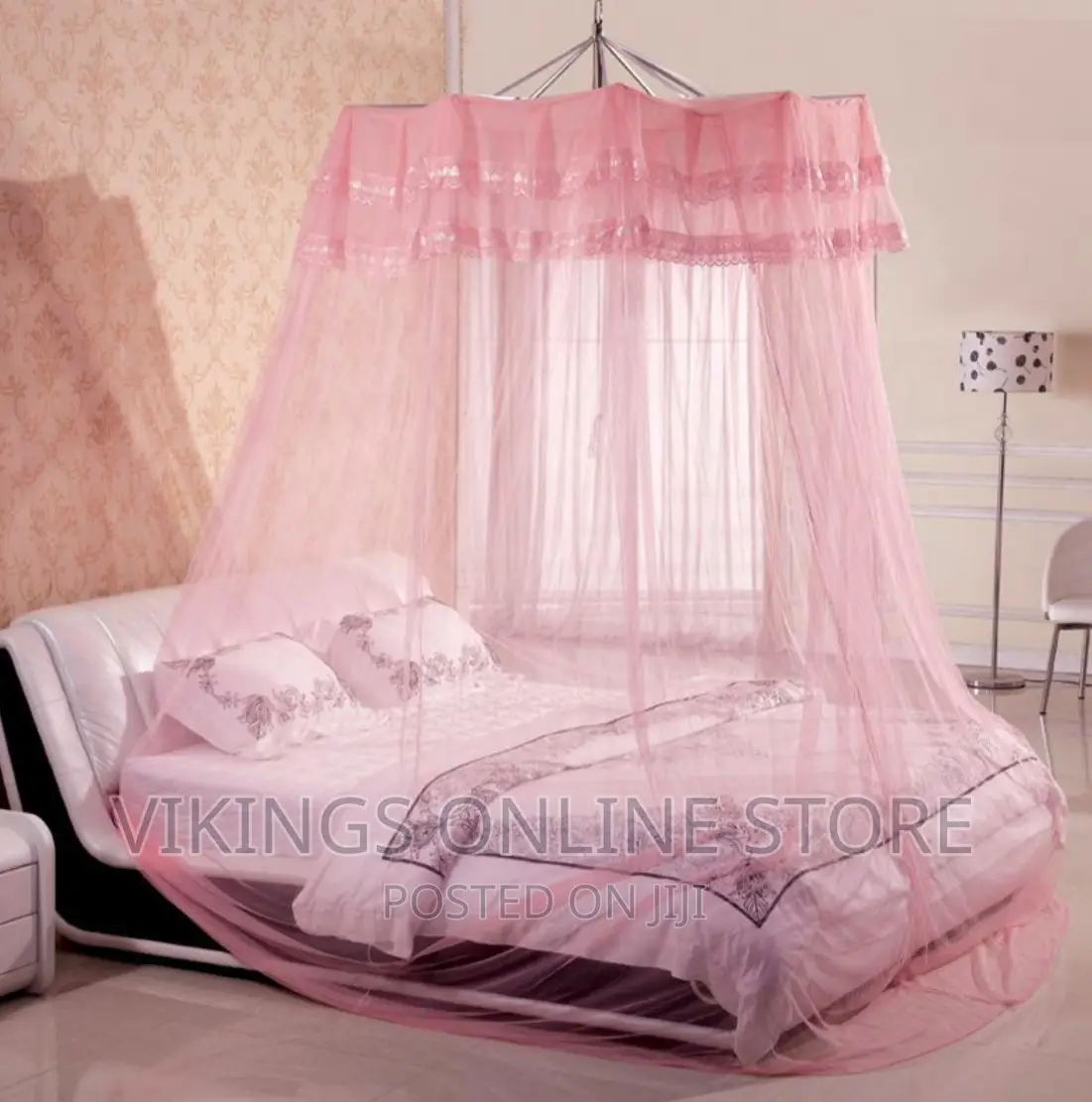 Umbrella Foldable Round King Size Mosquito Net-Pink