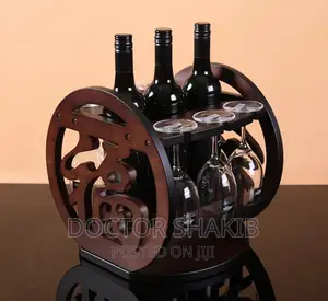 Tabletop Wine Storage Rack With Wine Glass Holder