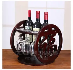 Tabletop Wine Storage Rack With Wine Glass Holder