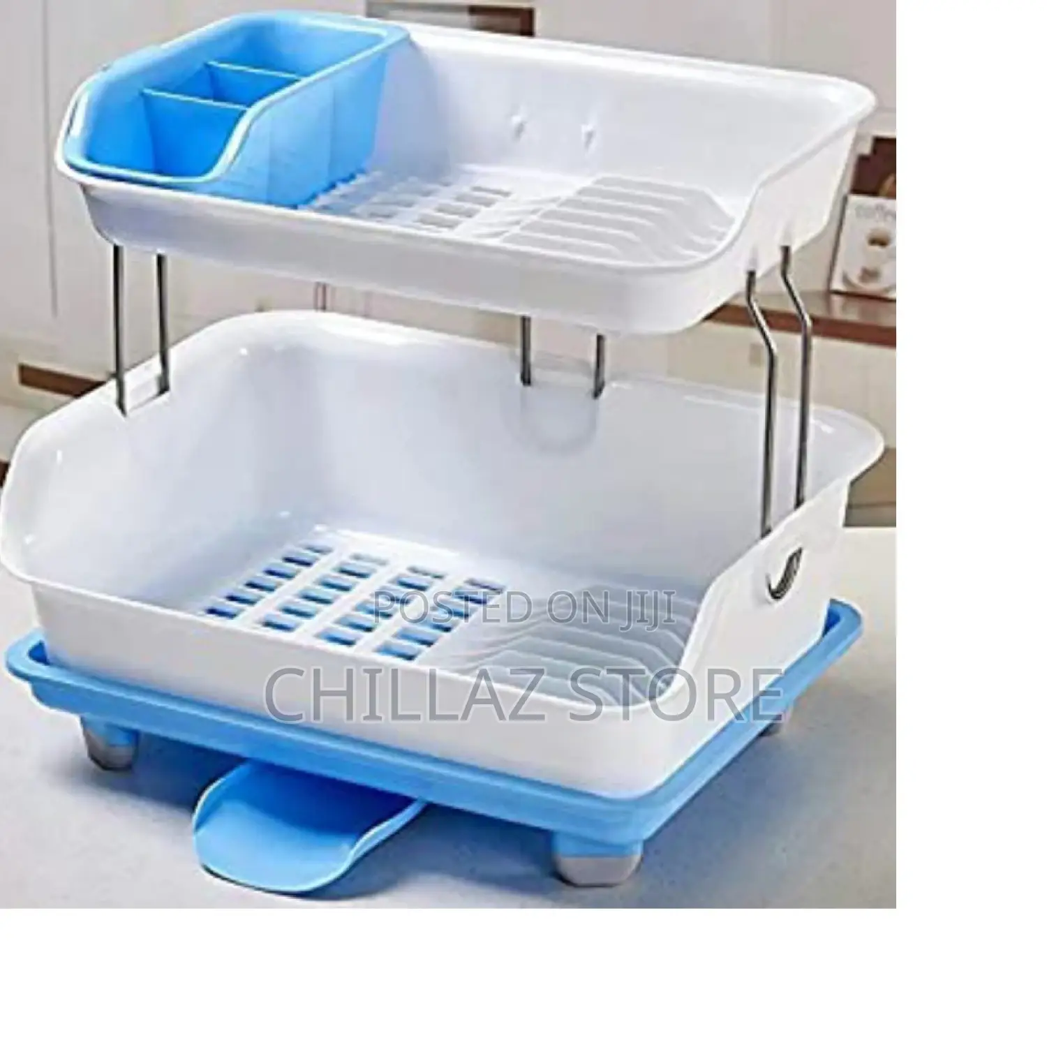 2 Tier Plastic Dish Drainer Rack.