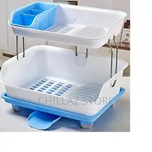 2 Tier Plastic Dish Drainer Rack.