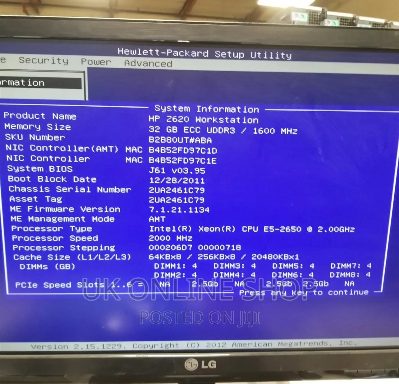 Desktop Computer HP Z620 4GB Intel Xeon HDD 500GB